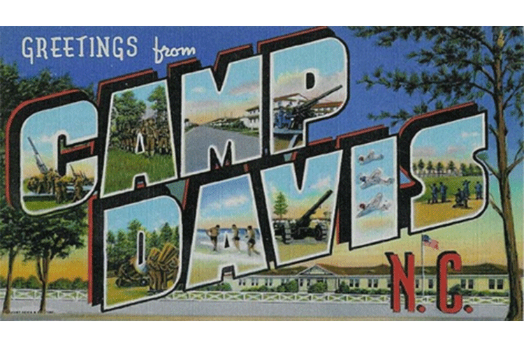 Greetings from Camp Davis Postcard | Historical Society of Topsail Island | Missiles and More Museum